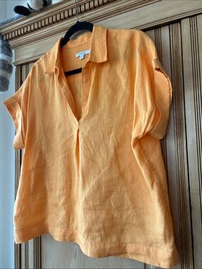 Chico's Orange Linen V-Neck Top
